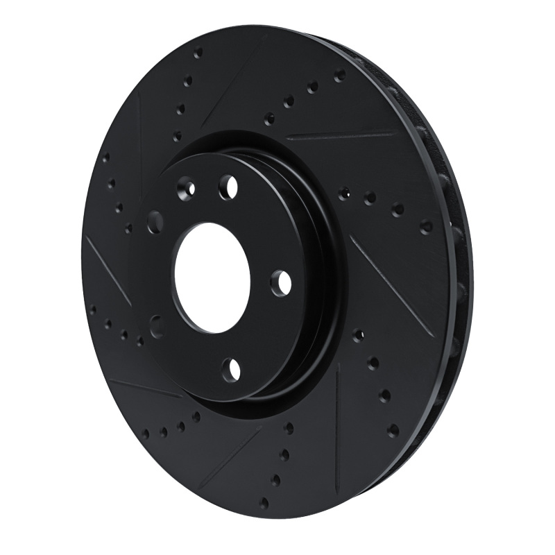 Chevrolet Corvette Brake Rotor (1) - Front Left - R1 Concepts - Drilled & Slotted - Black - `14-`19